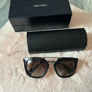Prada 54MM Aviator Sunglasses in Black Havana.